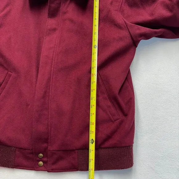 Vintage 80s LL Bean Plaid Lined Wool Bomber Jacket Coat Mens Size Large Red READ - Picture 13 of 16